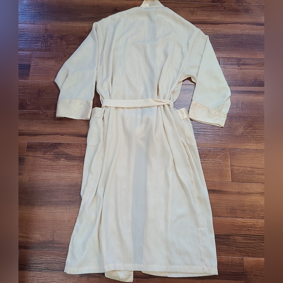 Vtg Victoria Secret Gold Label Satin Modest Tie Floral Cream Robe Womens P(XS)/S - Picture 9 of 11